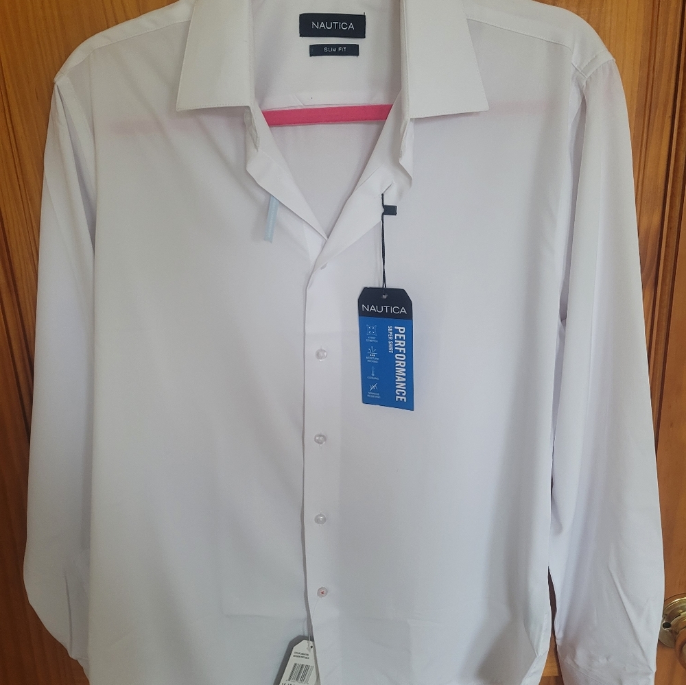 Men's Nautica Slim fit M White button up shirt